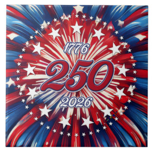 Azulejo Cumpleaños 250 de América 1776-2026 Fuegos Artific