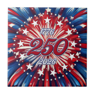 Azulejo Cumpleaños 250 de América 1776-2026 Fuegos Artific