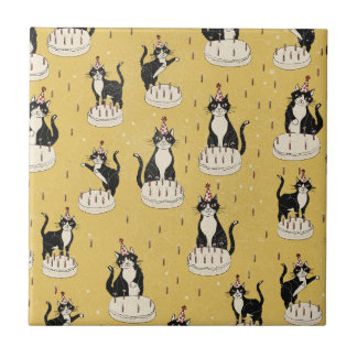 Azulejo Cumpleaños de gato vintage