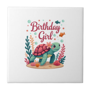 Azulejo Cumpleaños de la niña tema tortuga marina fiesta d
