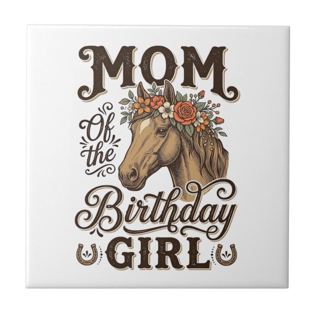 Azulejo Cumpleaños de Mamá Floral Caballo Occidental Camis (Frente)