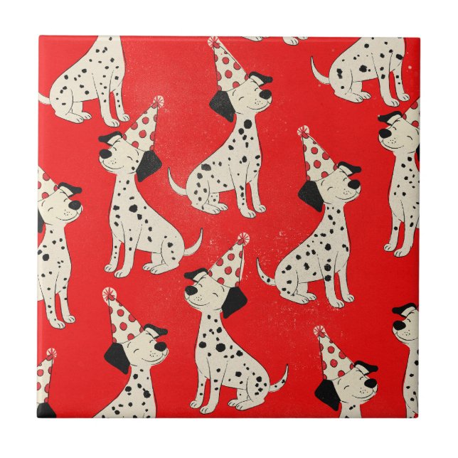 Azulejo Cumpleaños de perro vintage (Frente)