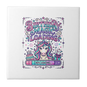 Azulejo Cumpleaños de Unicornio Magia Colorida Mercado Car