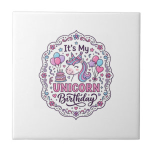 Azulejo Cumpleaños de Unicornio Reina de la Tierra de Unic