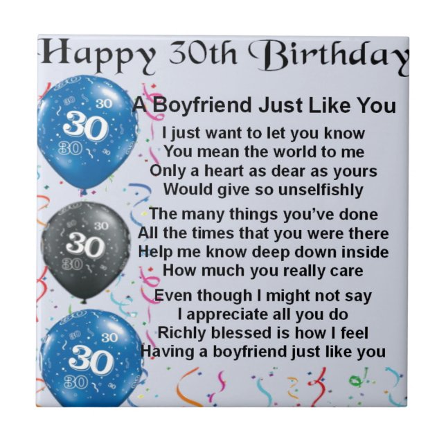 Azulejo Cumpleaños del poema del novio trigésimo (Frente)
