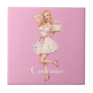Azulejo Cumpleaños Feliz Chica Fiesta Thunder_Cove