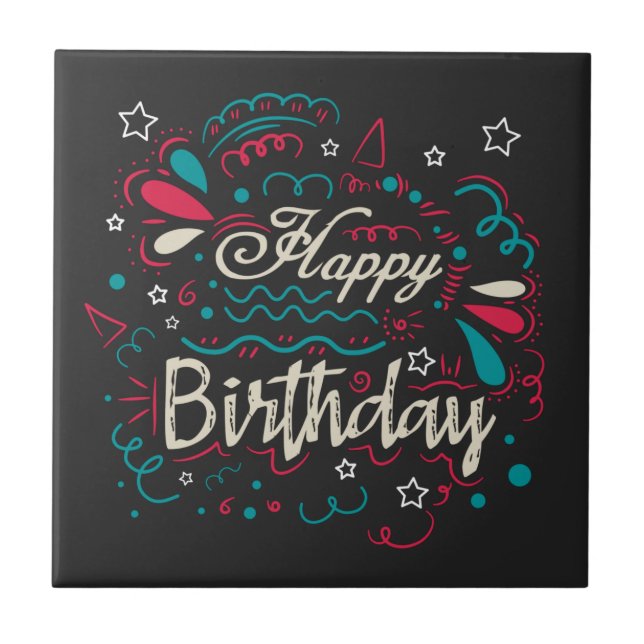 Azulejo cumpleaños feliz decorativo (Frente)