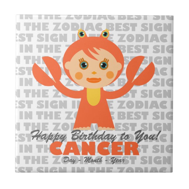 Azulejo Cumpleaños Feliz para el Cáncer (Frente)