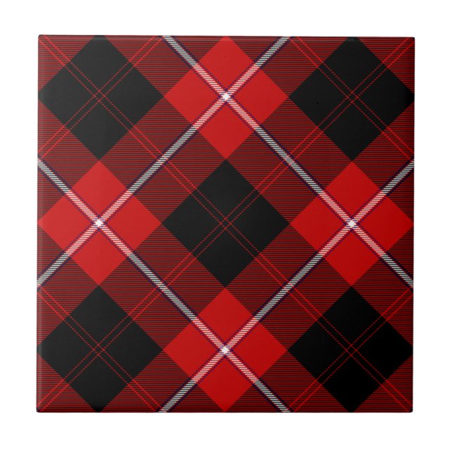 Azulejo Cunningham Tartan Red Black Plaid (Frente)