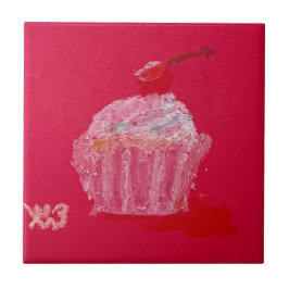 Azulejo Cupcake con glaseado de fresa