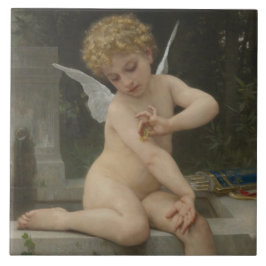 Azulejo Cupido con mariposa (por Bouguereau)