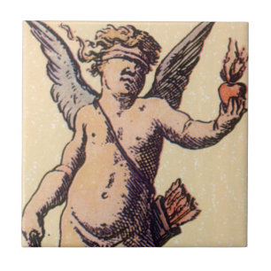 Azulejo Cúpido de San Valentín con los ojos vendados, cart