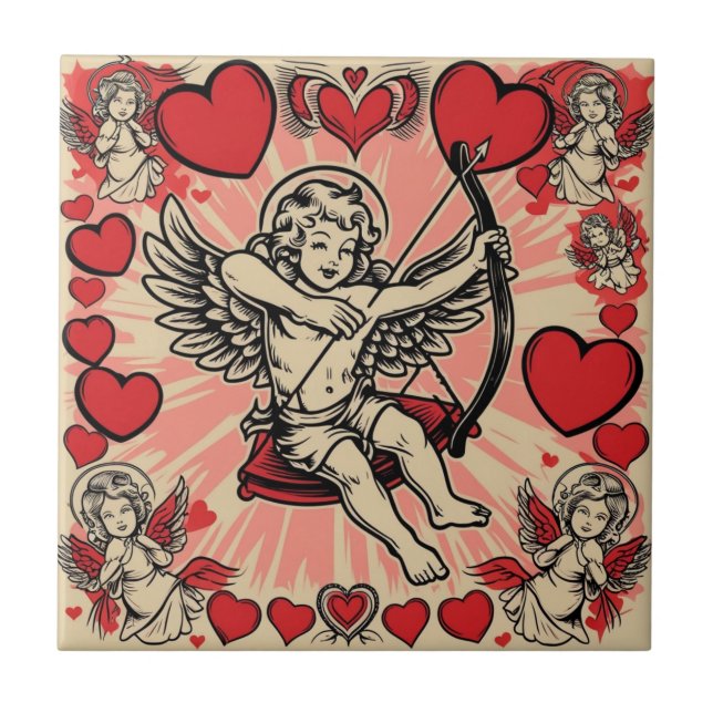 Azulejo Cúpido vintage amor (Frente)