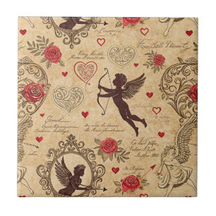 Azulejo Cúpido Vintage San Valentín Victoriano