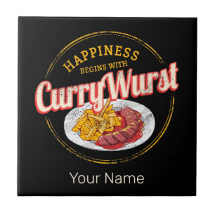 Azulejo Currywurst Retro Sausage Vintage Fries Francesas