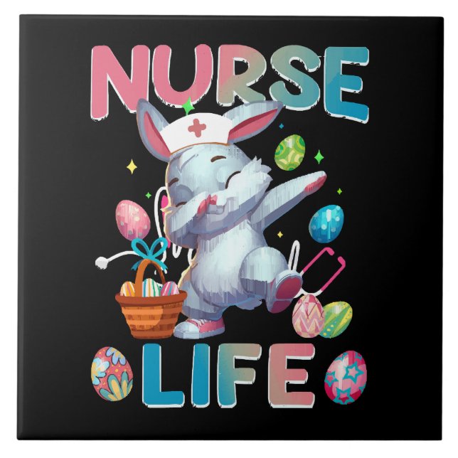 Azulejo Curte Nurs Life Dabbing Easter Bunny (Frente)