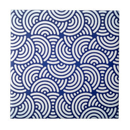 Azulejo Curva japonesa de deco azul