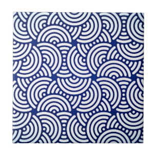 Azulejo Curva japonesa de deco azul