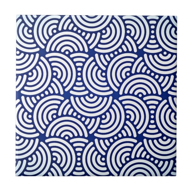 Azulejo Curva japonesa de deco azul (Frente)
