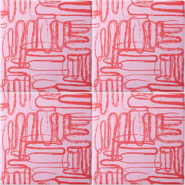 Azulejo Curva Rosa Ondulada Garabato Abstracto Moderno