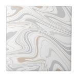 Azulejo Curvas modernas y elegantes de mármol blanco gris<br><div class="desc">¿Quieres ser un poco diferente y original? Este moderno mármol beige gris claro de piedra imita curvas de cerámica de pared de impresión. Disponible en dos tamaños de 4, 25 x 4, 25 y 6 x 6 pulgadas. Por favor, no sea que se trate de una impresión de color plano...</div>