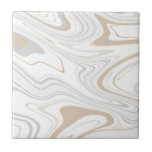 Azulejo Curvas modernas y elegantes de mármol blanco gris<br><div class="desc">¿Quieres ser un poco diferente y original? Este moderno mármol beige gris claro de piedra imita curvas de cerámica de pared de impresión. Disponible en dos tamaños de 4, 25 x 4, 25 y 6 x 6 pulgadas. Por favor, no sea que se trate de una impresión de color plano...</div>