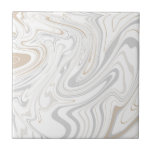 Azulejo Curvas modernas y elegantes de mármol blanco gris<br><div class="desc">¿Quieres ser un poco diferente y original? Este moderno mármol beige gris claro de piedra imita curvas de cerámica de pared de impresión. Disponible en dos tamaños de 4, 25 x 4, 25 y 6 x 6 pulgadas. Por favor, no sea que se trate de una impresión de color plano...</div>