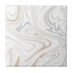 Azulejo Curvas modernas y elegantes de mármol blanco gris<br><div class="desc">¿Quieres ser un poco diferente y original? Este moderno mármol beige gris claro de piedra imita curvas de cerámica de pared de impresión. Disponible en dos tamaños de 4, 25 x 4, 25 y 6 x 6 pulgadas. Por favor, no sea que se trate de una impresión de color plano...</div>