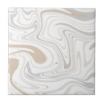 Azulejo Curvas modernas y elegantes de mármol blanco gris<br><div class="desc">¿Quieres ser un poco diferente y original? Este moderno mármol beige gris claro de piedra imita curvas de cerámica de pared de impresión. Disponible en dos tamaños de 4, 25 x 4, 25 y 6 x 6 pulgadas. Por favor, no sea que se trate de una impresión de color plano...</div>