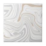 Azulejo Curvas modernas y elegantes de mármol blanco gris<br><div class="desc">¿Quieres ser un poco diferente y original? Este moderno mármol beige gris claro de piedra imita curvas de cerámica de pared de impresión. Disponible en dos tamaños de 4, 25 x 4, 25 y 6 x 6 pulgadas. Por favor, no sea que se trate de una impresión de color plano...</div>