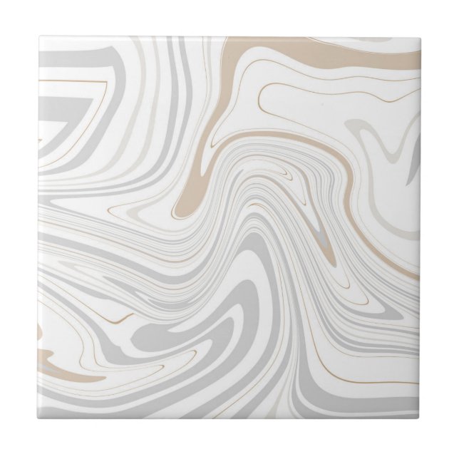 Azulejo Curvas modernas y elegantes de mármol blanco gris  (Frente)