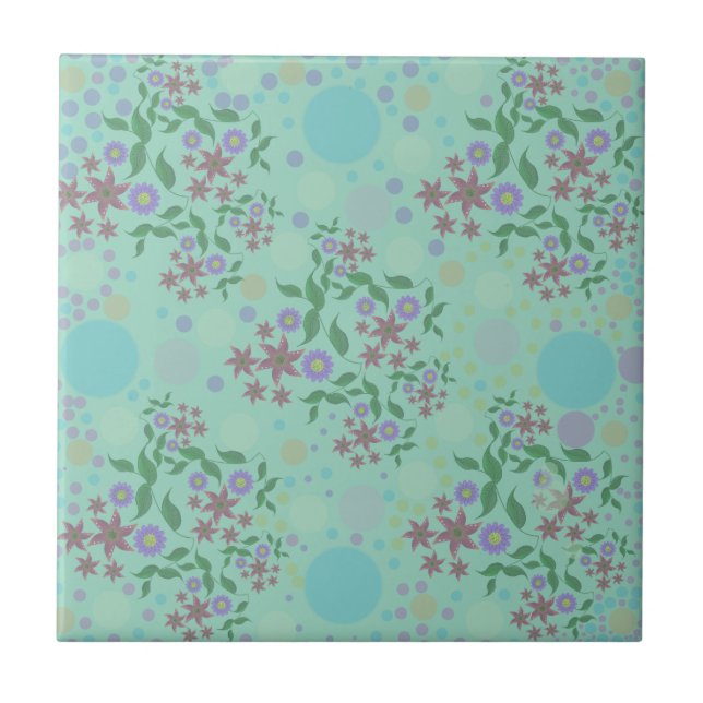Azulejo Custom Cute Kidcore Confetti Floral & Vine Pattern (Frente)
