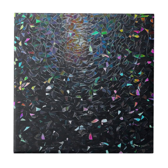 Azulejo Custom Iridescent Abstract Stained Glass Pattern (Frente)