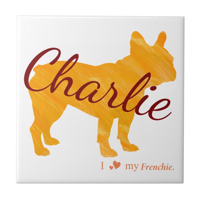 Azulejo Custom Pastel Orange French Bulldog Tile- Frenchie (Frente)