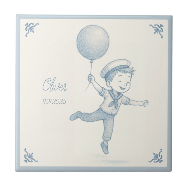 Azulejo Custom personalized baby boy name  (Frente)