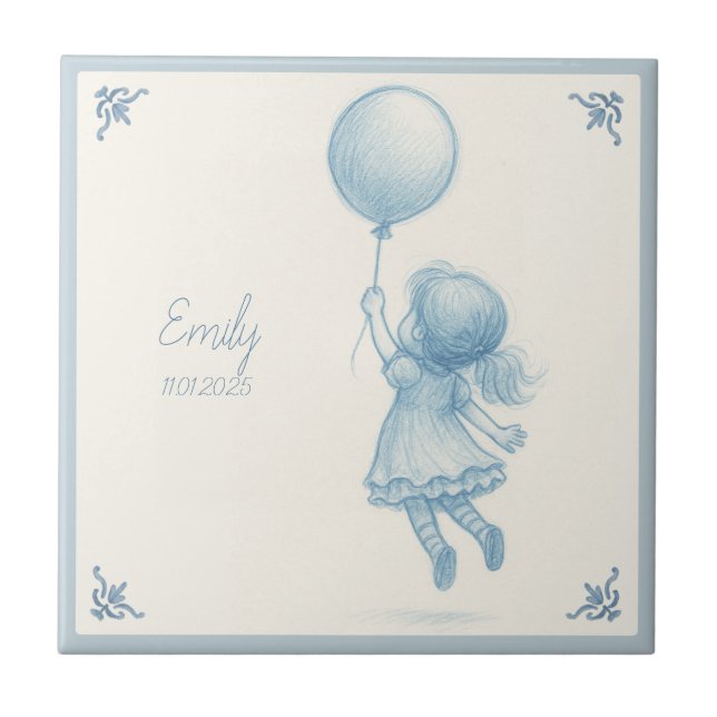 Azulejo Custom personalized baby girl name  (Frente)