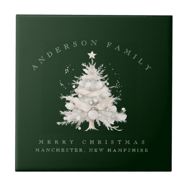 Azulejo Custom traditional family white Christmas tree (Frente)