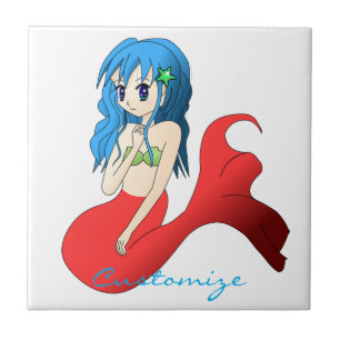 Azulejo Cuta sirena de cabello azul Thunder_Cove