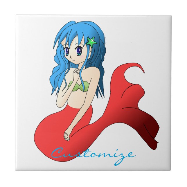 Azulejo Cuta sirena de cabello azul Thunder_Cove (Frente)