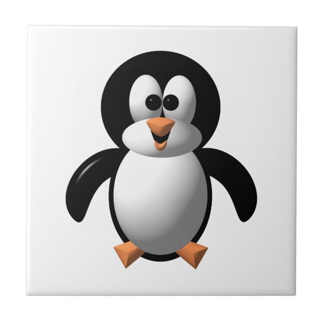 Azulejo Cute 3-D Look Perky Penguin (Frente)