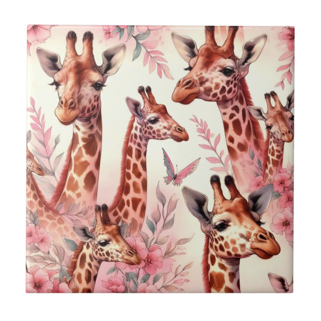 Azulejo Cute acuarela Giraffe (Frente)