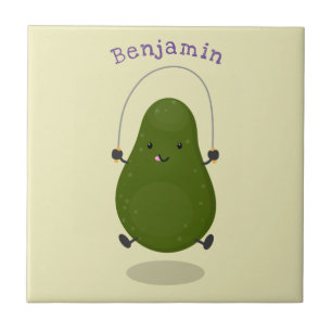 Azulejo Cute aguacate salto cuerda personalizado ilustraci