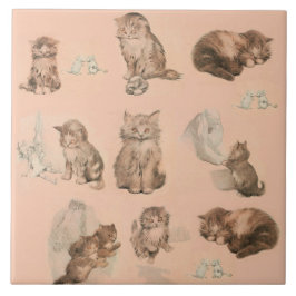 AZULEJO CUTE ANIMALES / CAT Y HISTORIAS DE RATÓN EN ROSA