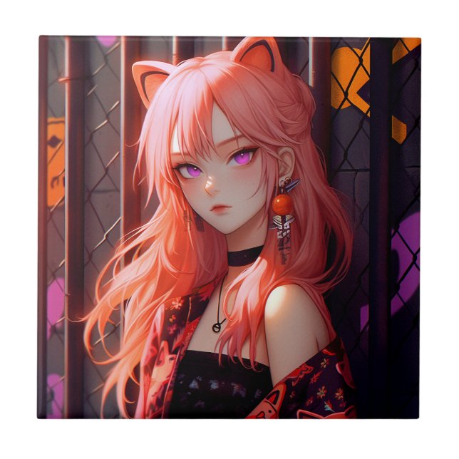 Azulejo Cute Anime Catgirl (Frente)