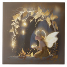 Cute Autumn Fairy with Glowing Flowers