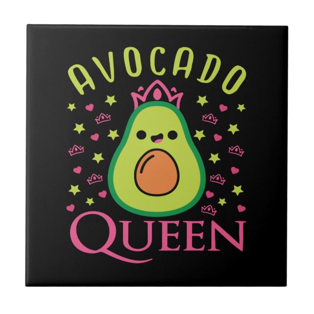 Azulejo Cute Avocado Queen with Heart Keto Girl Cooking  (Frente)