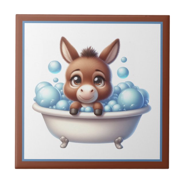 Azulejo Cute bañera baño burro (Frente)