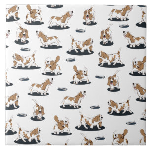 Azulejo Cute Basset Hounds