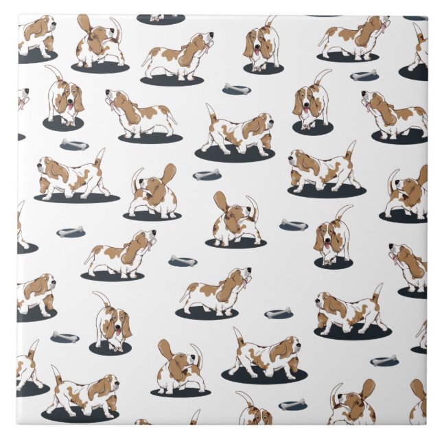 Azulejo Cute Basset Hounds (Frente)