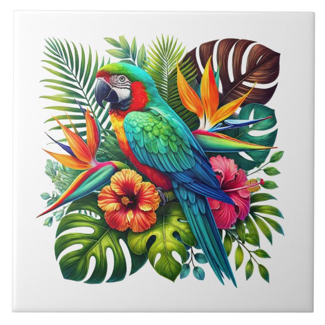 Azulejo Cute beach parrot lovers  (Frente)